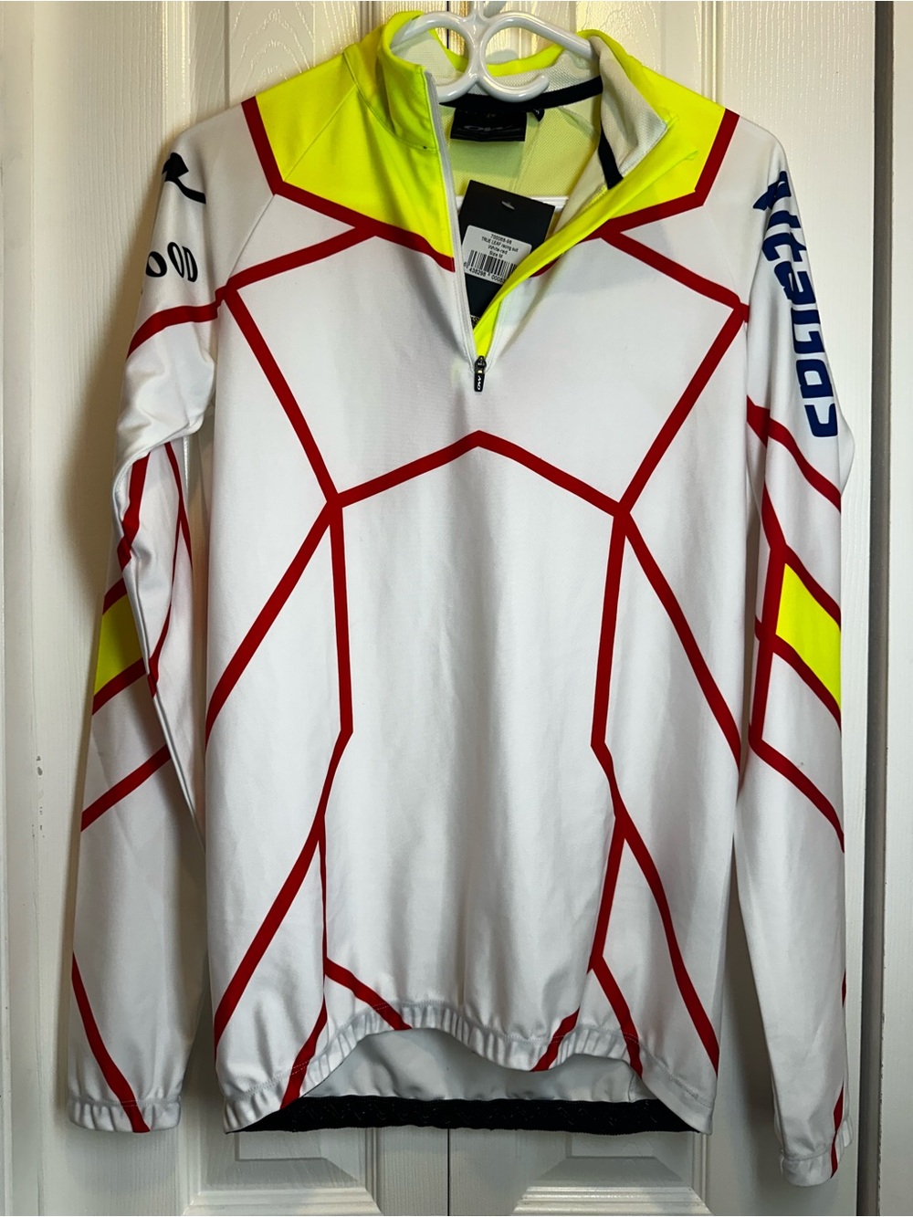 Men's White Performance Jersey with Neon Yellow & Red Accents new #89